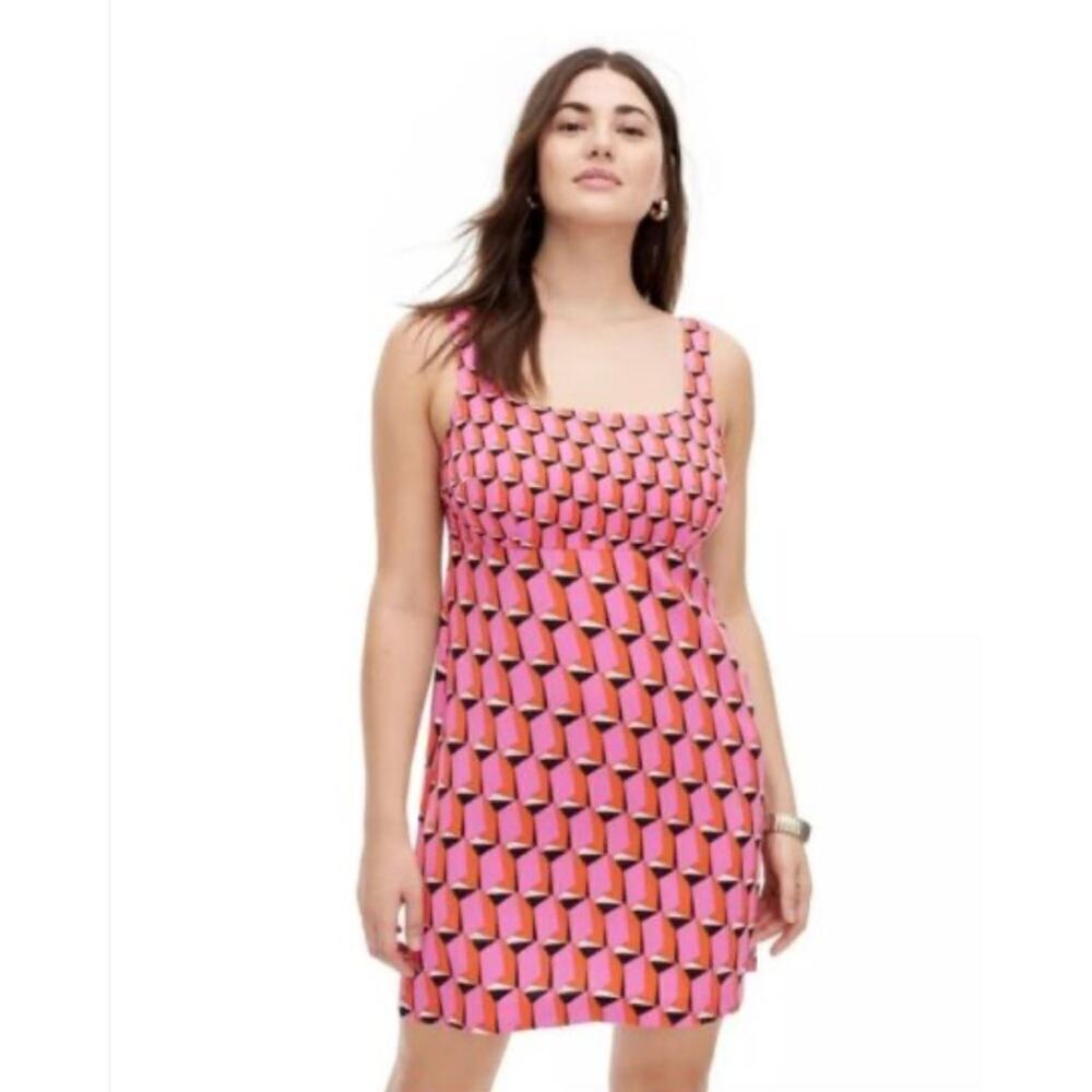 Diane Von Furstenberg Pink & Orange Patterned Sleeveless Mini Dress